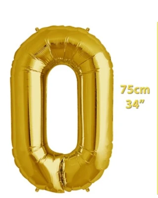 Folyo Rakam 0 Gold Balon 34 İnç