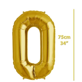 Folyo Rakam 0 Gold Balon 34 İnç