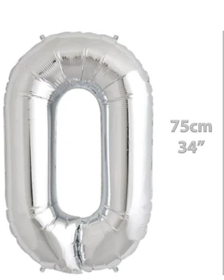 Folyo Rakam 0 Gümüş Balon 34 İnç