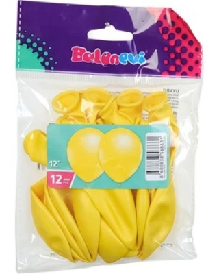 12 İnc Metalik Sarı Balon 12 li